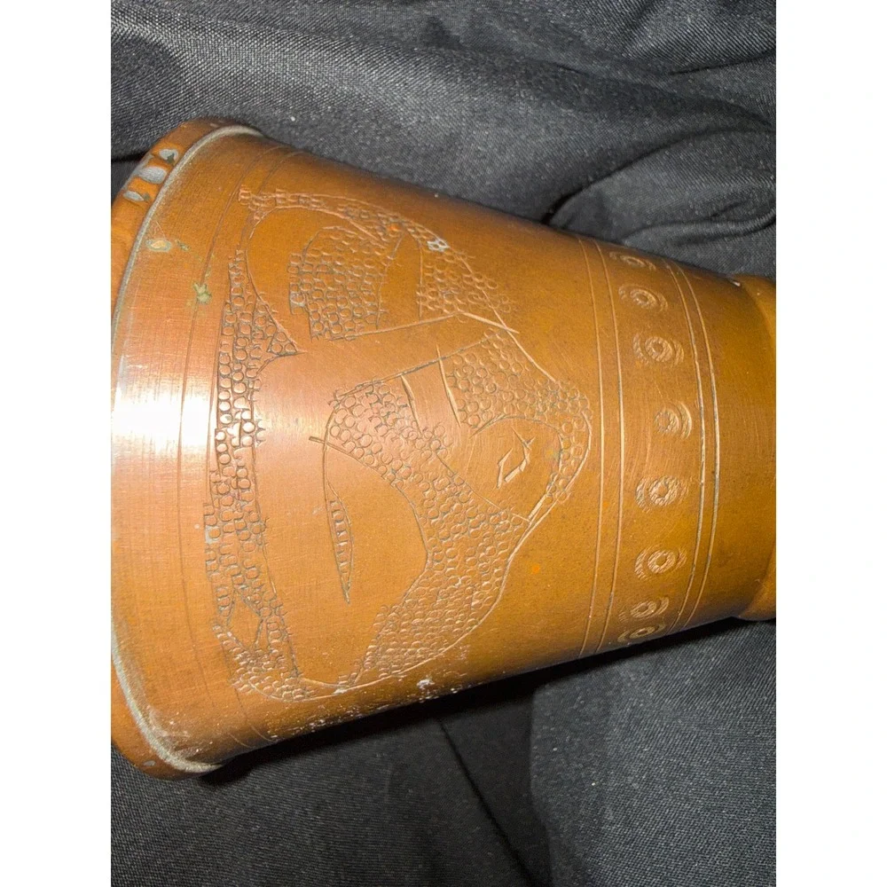 Aktoussi Bros Vintage Copper Dallah Coffee Pot Etched Made in Lebanon 7.5in